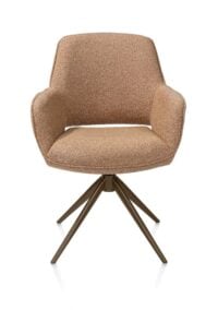 Kian, chaise à accoudoirs - fixe - steelbrown - tissu Cloudy - Jaune ocre