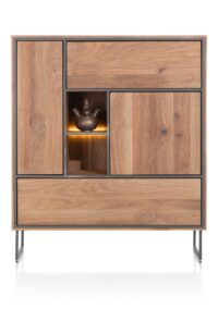 Trapani, highboard 120 cm - 2-portes + 2-tiroirs + 2-niche (+ LED)