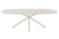 Caletta, eetkamertafel ovaal 240 x 105 cm. - HPL Primo Laminato blad - centrale kruispoot cr&egrave;me - Travertin