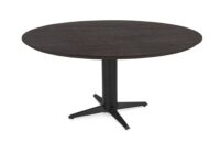 Caletta, eetkamertafel rond 150 cm. - eiken blad - centrale teenpoot zwart - Basalt - Afbeelding 2