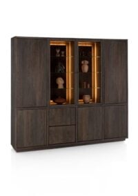 Gijon, vaisselier 240 cm - 2-portes de verres + 5-portes + 2-tiroirs (+ LED) + plinthe - Image 2
