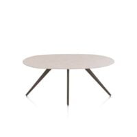 Saluti, eetkamertafel ellips 180 x 105 cm. - 4 poot - steelbrown - Light sand