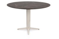Caletta, bartafel rond 150 cm. - HPL Primo Laminato blad - centrale teenpoot cr&egrave;me - Marble brown