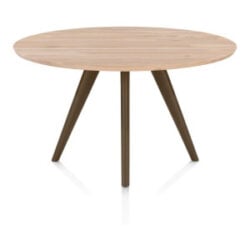 Arvada, eetkamertafel 125 cm - rond - massief eikenhout - 4 poot - steelbrown - Steel Brown