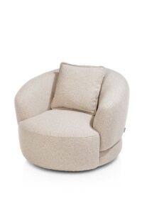 Cervos, Fauteuil draaibaar- 100cm, incl. 1 kussen - Stof Cloudy - beige
