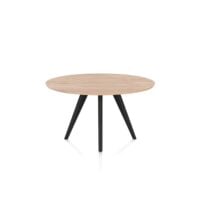Arvada, eetkamertafel 125 cm - rond - massief eikenhout - 4 poot - zwart - Rough off black