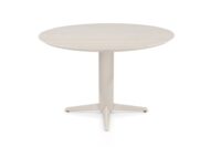 Caletta, eetkamertafel rond 120 cm. - HPL Primo Laminato blad - centrale teenpoot cr&egrave;me - Travertin