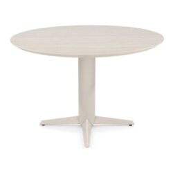 Caletta, table rond 120 cm. - plateau en HPL Primo Laminato - pied central crème - Travertin