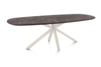 Caletta, eetkamertafel ovaal 240 x 105 cm. - HPL Primo Laminato blad - centrale kruispoot cr&egrave;me - Marble brown