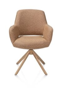 Kian, chaise à accoudoirs - pivotant - aspect chêne - tissu Cloudy - Jaune ocre