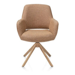 Kian, chaise à accoudoirs - pivotant - aspect chêne - tissu Cloudy - Jaune ocre