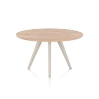 Arvada, eetkamertafel 125 cm - rond - massief eikenhout - 4 poot - crème - Creme
