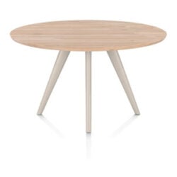 Arvada, eetkamertafel 125 cm - rond - massief eikenhout - 4 poot - crème - Creme
