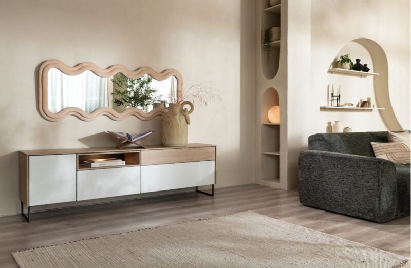 Lindfield, Armoire 100 Cm. - 4-Portes + 2-Tiroirs + 1-Niche ( + Led) - Image 3