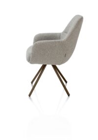 Mavis, chaise à accoudoirs - pivotante - steelbrown - ressorts ensaches - tissu Cloudy - Olive - Image 3