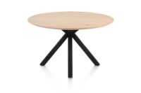 Caletta, eetkamertafel rond 120 cm. - eiken blad - centrale kruispoot zwart - Natural