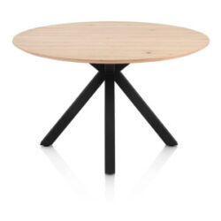 Caletta, eetkamertafel rond 120 cm. - eiken blad - centrale kruispoot zwart - Natural