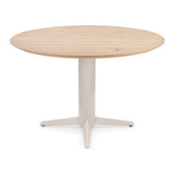 Caletta, table rond 120 cm. - plateau en chêne - pied central crème - Natural