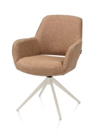 Kian, chaise à accoudoirs - pivotant - crème - tissu Cloudy - Jaune ocre - Image 3