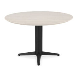 Caletta, eetkamertafel rond 120 cm. - HPL Primo Laminato blad - centrale teenpoot zwart - Travertin