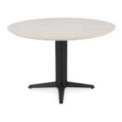 Caletta, table rond 120 cm. - plateau en HPL Primo Laminato - pied central noir - Travertin