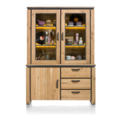 Farmland, buffet 150 cm - 1-deur + 2-glasdeuren + 3-laden + LED