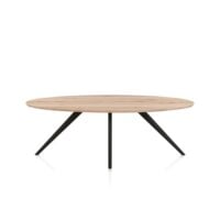 Arvada, eetkamertafel 220 x 110 cm - ellips - massief eikenhout - 4 poot - zwart - Rough off black