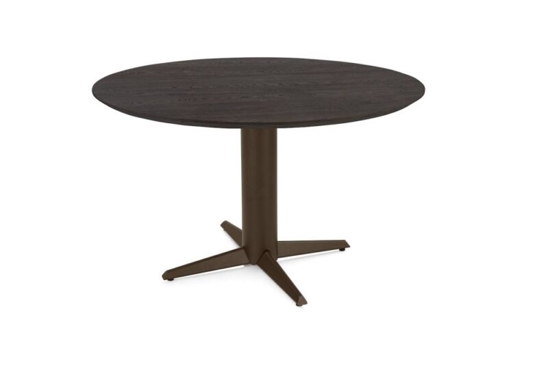 Caletta, Eetkamertafel Rond 120 Cm. - Eiken Blad - Centrale Teenpoot Steelbrown - Basalt - Afbeelding 2