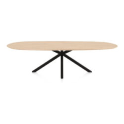 Caletta, table ovale 270 x 110 cm. - plateau en ch&ecirc;ne - pied central en croix noir - Natural