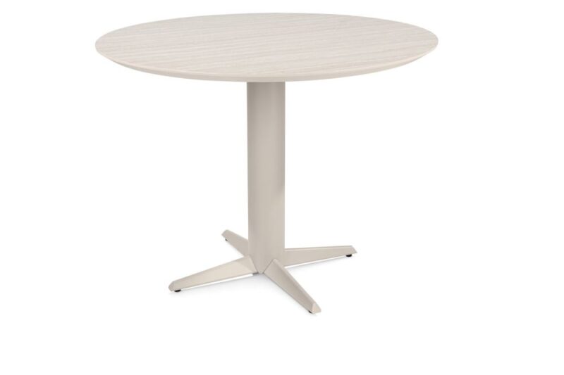 Caletta, Bartafel Rond 150 Cm. - Hpl Primo Laminato Blad - Centrale Teenpoot Cr&egrave;me - Travertin - Afbeelding 2