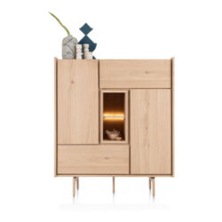 Valgard, buffet haut 120 cm - 2-portes + 2-tiroirs + 2-niches (+ LED)