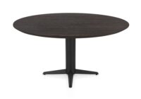 Caletta, eetkamertafel rond 150 cm. - eiken blad - centrale teenpoot zwart - Basalt