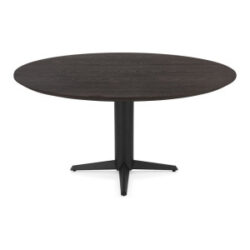 Caletta, eetkamertafel rond 150 cm. - eiken blad - centrale teenpoot zwart - Basalt