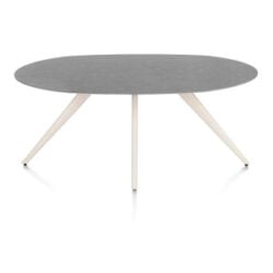 Saluti, eetkamertafel ellips 180 x 105 cm. - 4 poot - cr&egrave;me - Antraciet
