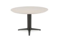 Caletta, eetkamertafel rond 120 cm. - HPL Primo Laminato blad - centrale teenpoot grafiet - Travertin