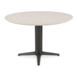 Caletta, eetkamertafel rond 120 cm. - HPL Primo Laminato blad - centrale teenpoot grafiet - Travertin