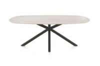 Caletta, eetkamertafel ovaal 210 x 100 cm. - HPL Primo Laminato blad - centrale kruispoot grafiet - Travertin
