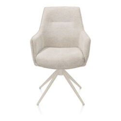 Theo, chaise &agrave; accoudoirs - fixe - cr&egrave;me - confort ressorts - Vada - beige