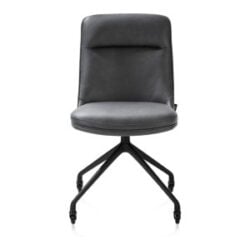 Mateo, eetkamerstoel - wielen - rough off black - Pala - Antraciet