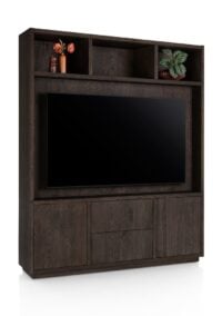 Gijon, meuble tv + partie haute 180 cm - 2-portes + 2-tiroirs + 3-niches + plinthe - Image 2