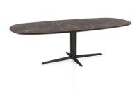 Caletta, table ovale 240 x 105 cm. - plateau en HPL Primo Laminato - pied central noir - Marble brown - Image 2