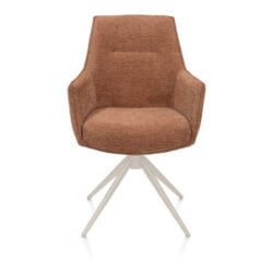Theo, chaise &agrave; accoudoirs - fixe - cr&egrave;me - confort ressorts - Vada - cuivre