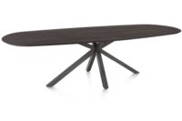 Caletta, eetkamertafel ovaal 270 x 110 cm. - eiken blad - centrale kruispoot grafiet - Basalt - Afbeelding 2