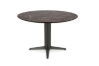 Caletta, eetkamertafel rond 120 cm. - HPL Primo Laminato blad - centrale teenpoot grafiet - Marble brown