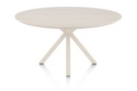 Caletta, eetkamertafel rond 150 cm. - HPL Primo Laminato blad - centrale kruispoot cr&egrave;me - Travertin