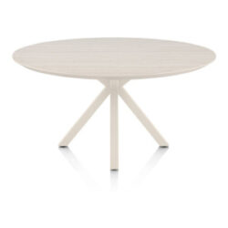Caletta, table rond 150 cm. - plateau en HPL Primo Laminato - pied central en croix crème - Travertin