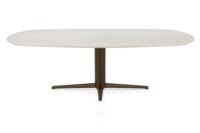 Caletta, eetkamertafel ovaal 240 x 105 cm. - HPL Primo Laminato blad - centrale teenpoot steelbrown - Travertin