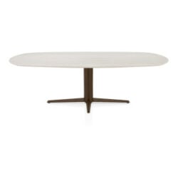 Caletta, table ovale 240 x 105 cm. - plateau en HPL Primo Laminato - pied central steelbrown - Travertin