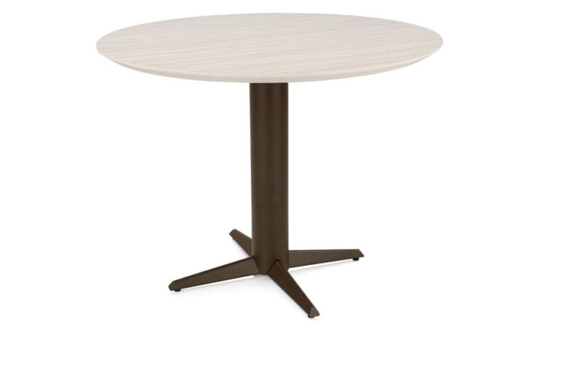 Caletta, Bartafel Rond 120 Cm. - Hpl Primo Laminato Blad - Centrale Teenpoot Steelbrown - Travertin - Afbeelding 2