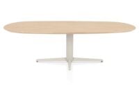 Caletta, eetkamertafel ovaal 240 x 105 cm. - eiken blad - centrale teenpoot cr&egrave;me - Natural